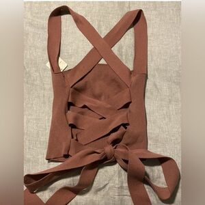 Pink Free People Lace-Up Top